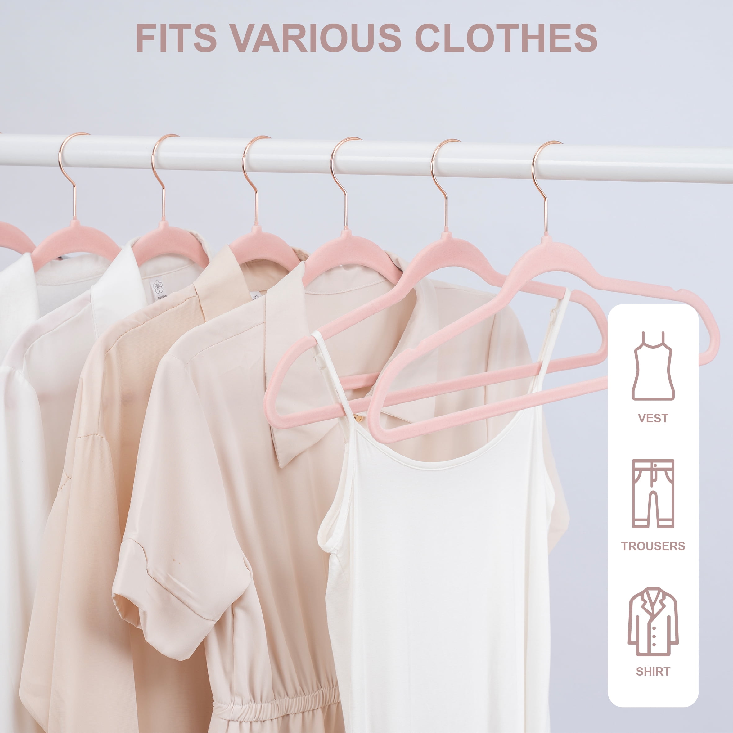 (2 pack) Better Homes & Gardens Pink Ultra Slim Velvet Non-Slip Clothes Hangers, 30-Pack