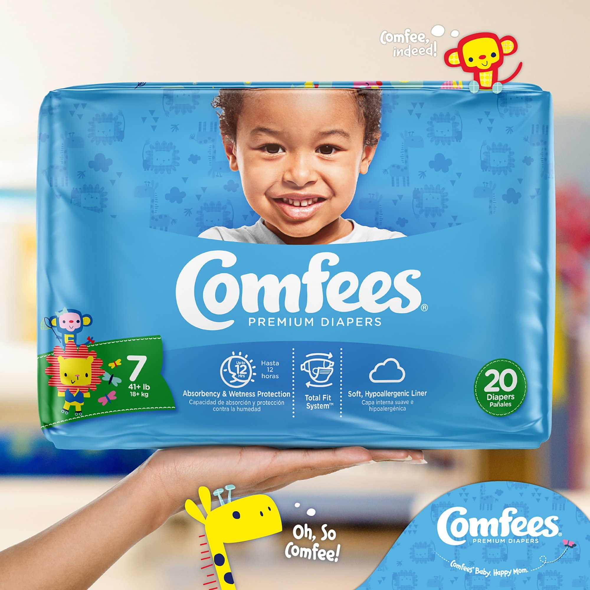 Comfees CMF-7 Baby Diapers Size 7, 41+lbs, 20/Bg
