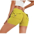 thumbnail image 2 of Sevevn Women'S Solid Color Cargo Pocket Hip Lift Fitness High Waist Stretch Exercise Yoga Pants yoga shorts for women, 2 of 3