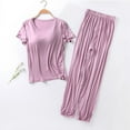thumbnail image 2 of Seductiva 2 Piece Lounge Pjs Women's Petite Pajama Set Petite Length Tunic Top Wide Leg Pants 0 2PC, 2 of 5