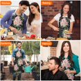 thumbnail image 4 of Pioneer Flower Floral Print Pattern Apron-Garden Aprons for Women with Pockets-Cotton Linen Waterproof Kitchen Cooking Gardening Aprons Adjustable for Kitchen,Cooking,BBQ and Salon 33x27 Inch, 4 of 7