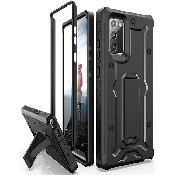 ArmadilloTek Vanguard Case Designed for Samsung Galaxy Note 20 5G (2020 Release) Military Grade Full-Body Rugged with Built-in Kickstand [Screenless Version] - Black