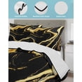 thumbnail image 4 of Black Gold Marble Twin Size Down Alternative Comforter, Lightweight Comforter Quilt Bedding Set with Pillow Shams Modern Geometric Textured All Seasons Bed Comforter Duvet Insert 68"x86", 4 of 7