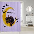 thumbnail image 2 of Manfei Halloween Black Cat Shower Curtain 72Wx72L, Galaxy Moon Bathroom Curtain, Lavender Golden, 2 of 5