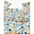 thumbnail image 5 of Moomaya Printed Side Slit Ruffle Dress, Short Sleeve Square Neck Chic Dress, 5 of 9