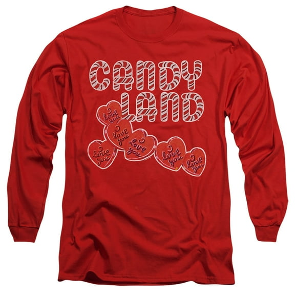Candy Land I Love You Long Sleeve Adult 18/1 T-Shirt Red
