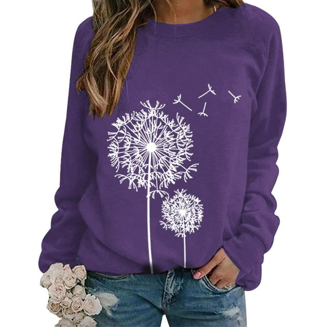 ZXZY Pull à Manches Longues à Col Rond et Imprimé Graphique pour Femme