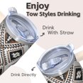 thumbnail image 4 of Travel Tumbler 20oz with Lid & Straw - Stainless Steel Insulated Coffee Cup, Double Wall Vacuum Leakproof Thermal Mug, Bohemian Themed, 4 of 5