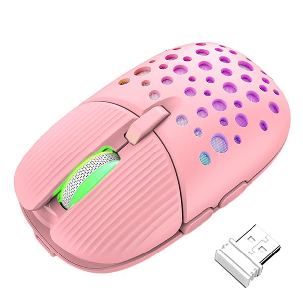 Ratón Inalámbrico Ratón Inalámbrico RGB 2.4G Ratones de Computadora Rosado Baoblaze Ratón inalambrico