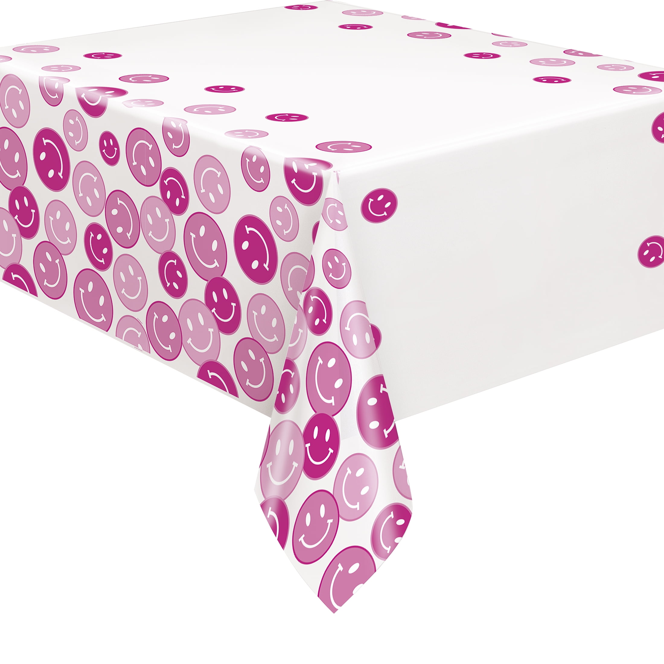 Way to Celebrate! Cheerful Pink Plastic Party Tablecloth, 84 x 54in