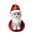 thumbnail image 2 of Personalized Christmas Cat Ornaments, 2D Flat Shatterproof Cat Christmas Hangings Decoration, Cute Christmas Tree Cats Hanging Decorations for Indoor Home/Party/Mantel/Car (D), 2 of 7
