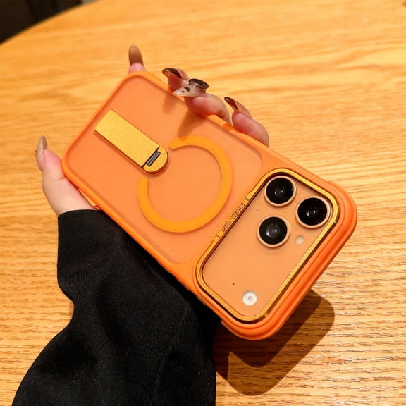 Magnetic Case for iPhone 17 Pro Max Compatible with Mag-Safe, Built-in Invisible Stand, Military Grade Drop Protection, Shockproof Slim Hard Protective Phone Cover for iPhone 17 Pro Max, Orange