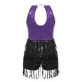 thumbnail image 4 of Haitryli Kids Girls Sequins Tassel Latin Modern Jazz Dance Dress Tuxedo Ballroom Costume Dancewear Purple 8, 4 of 7