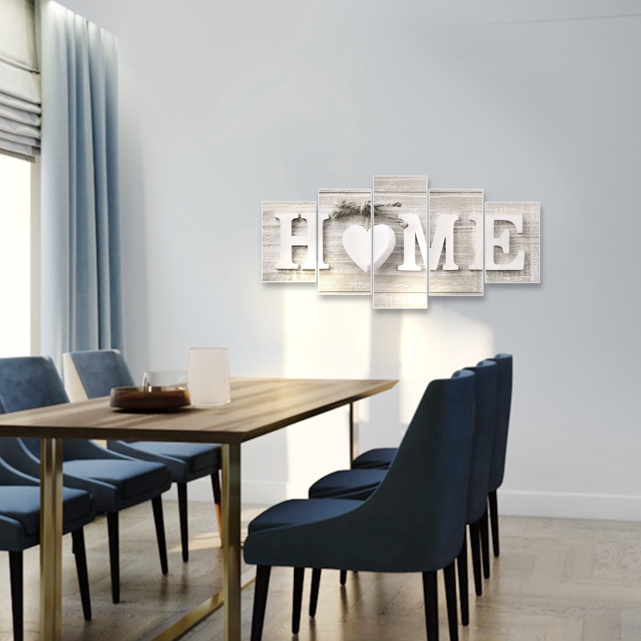 Frameless Canvas Home Sign, EEEkit 5 in 1 Concise Decorative Wall Hanging Decor, Rustic Farmhouse Wall Art Decor Letters for Living Room Bedroom Kitchen Entryway Decoration Housewarming Gift
