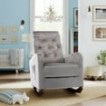 thumbnail image 3 of PAPROOS Nursery Chair for Baby Room, Comfortable High Back Rocking Chair for MOM and Baby, Velvet Upholstered Accent Armchair Fabric Padded Seat Lounge Glider Chair with Side Pocket, Gray, 3 of 10