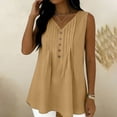 thumbnail image 5 of Bosfbaoi Womens Tops V-Neck Sleeveless Pleated Blouse Casual Button Accent Tank Top Summer Tops for Women, 5 of 8