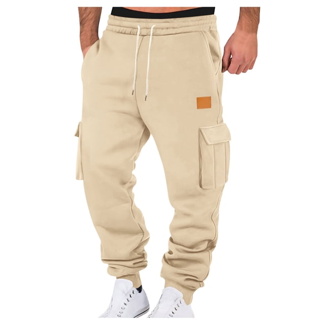 Men's Straight Leg Cargo Pants - Adjustable Waist, Multipocket, Stretch Fabric - Durable Trousers for Outdoor Activities