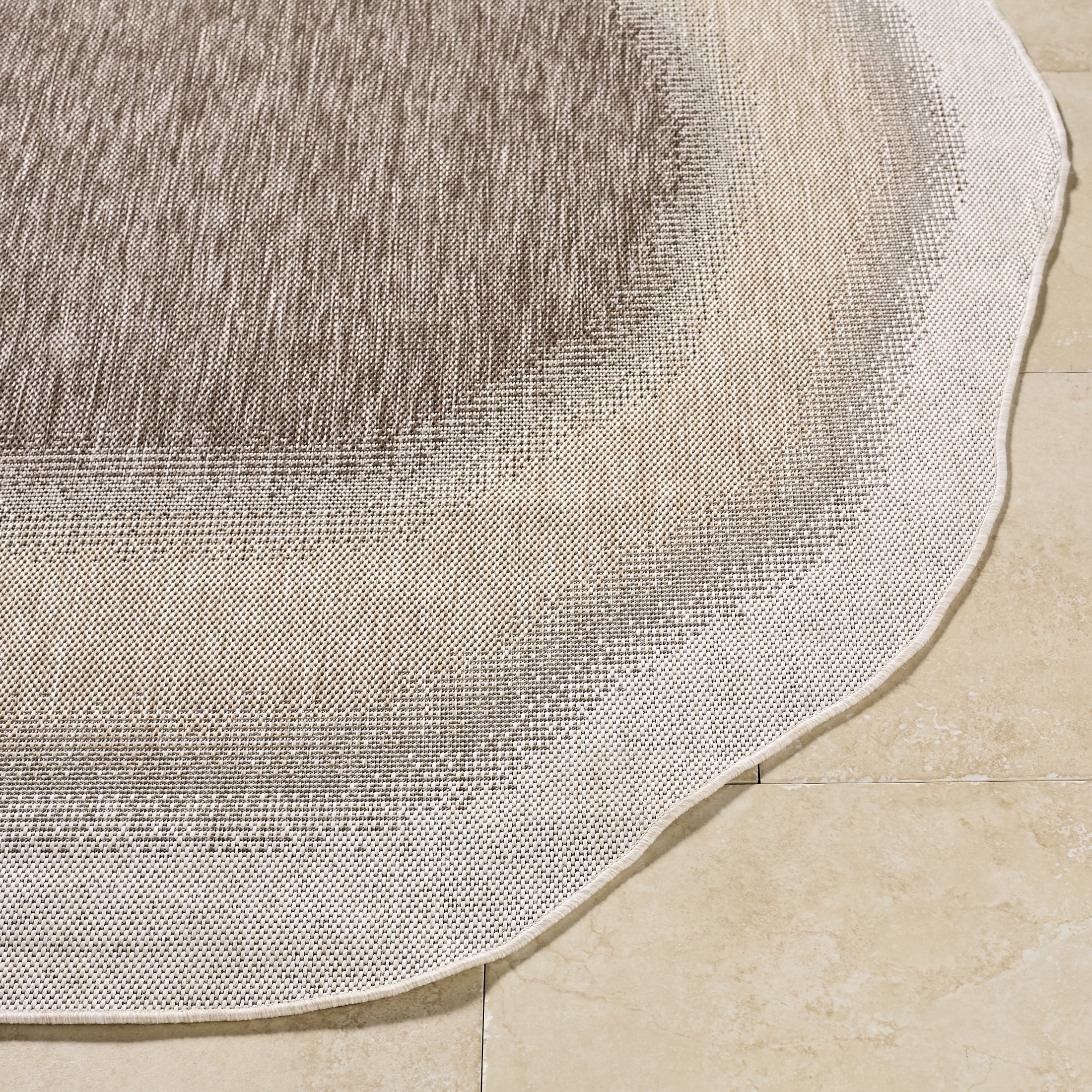 Livabliss Miami Beach Border Outdoor Area Rug, 9'2" x 12', Brown/Cream