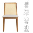 thumbnail image 3 of Side Dining Chair, Ivory White, Fabric, Wood, Rattan, Bar Pub Cafe Bistro Dining Kitchen Hospitality Restaurant, Modern Contemporary, HB37084, 3 of 9