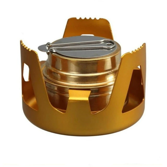 Réchaud à Alcool en Laiton Réglable avec Couvercle en Alliage d'Aluminium pour Camping en Plein Air Randonnée Cuisine Portable