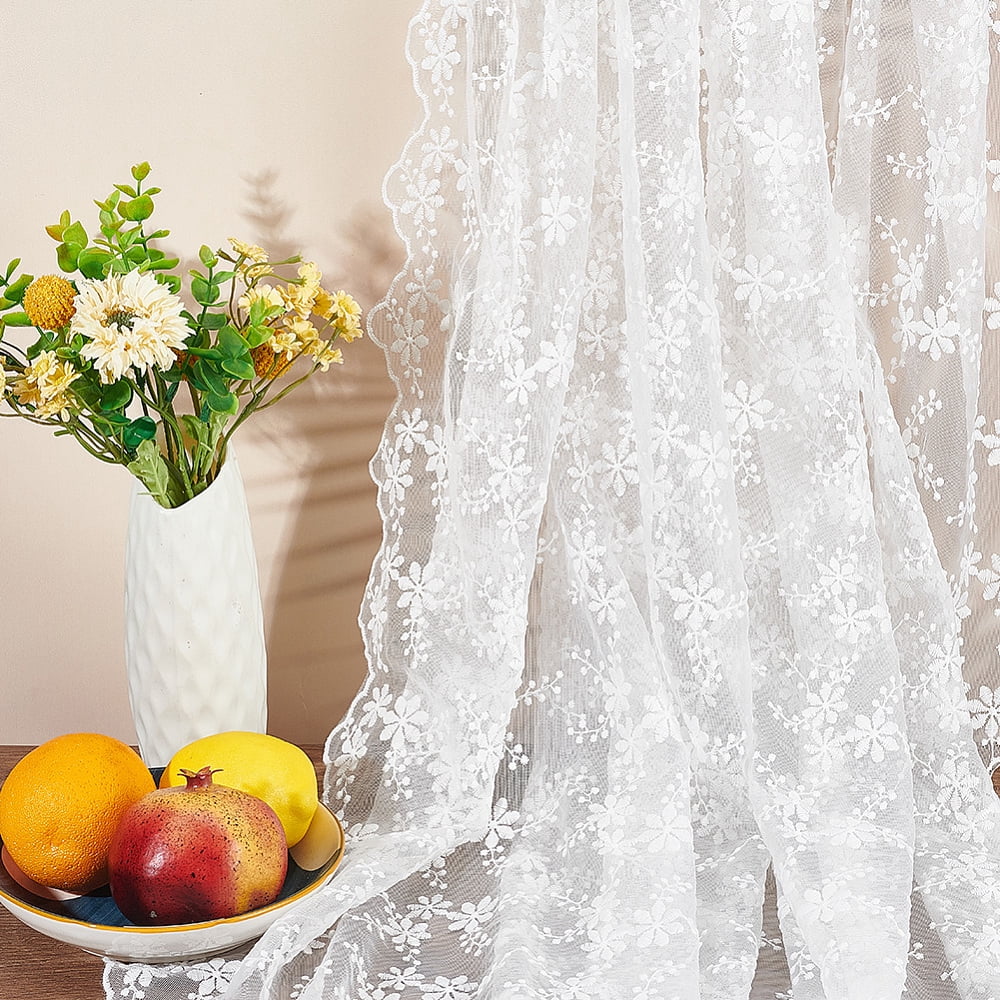 Flower Pattern Polyester Embroidery Lace Fabric Clothing Accessories WhiteSmoke 130~150x0.08cm about 3 yards/sheet