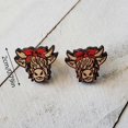 thumbnail image 5 of Pendientes de vaca de las Tierras Altas para mujer: pendientes de madera hechos a mano con forma de vaca, 5 of 5