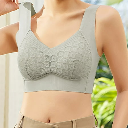 Can t Miss: Wireless Bras for Women  Sujetadores Inalámbricos para Mujer  Women s Breathable Top Support Plus Size Integrated Gathering Seamless Back Sports Style Bra SOPATENOR Green XL