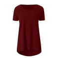 thumbnail image 3 of Womens Short Sleeve Tops Women's Spring and Summer Solid Color Rag Shoulder Long T Shirt Round Neck Loose Short Sleeved Pullover Top for Tops for Women, 3 of 5