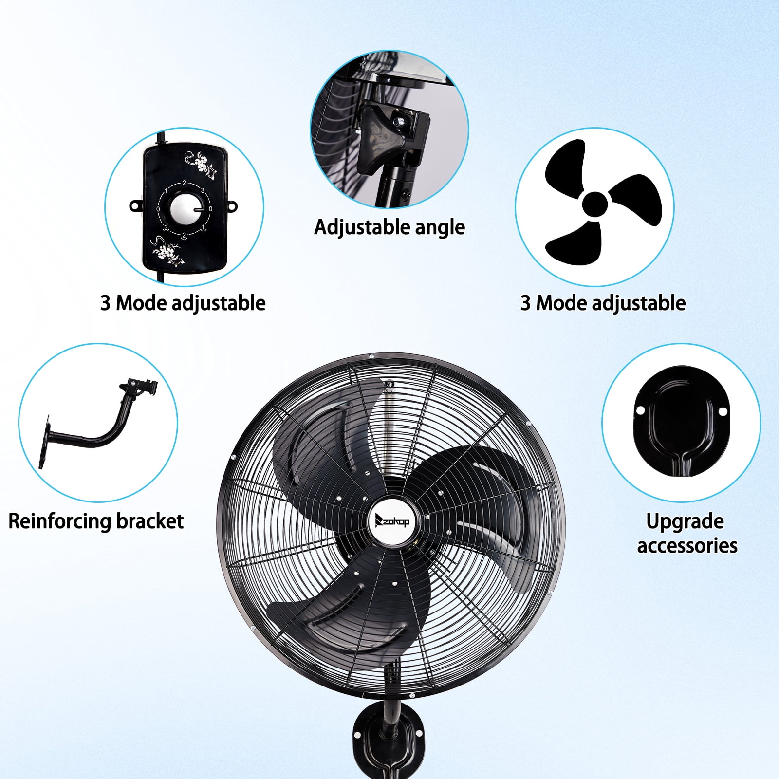 Ktaxon 18inch High Velocity Wall Mount Fan Oscillating,Industrial Fan with 3 Speed Ventilation,4592CFM Indoor Wall Fan