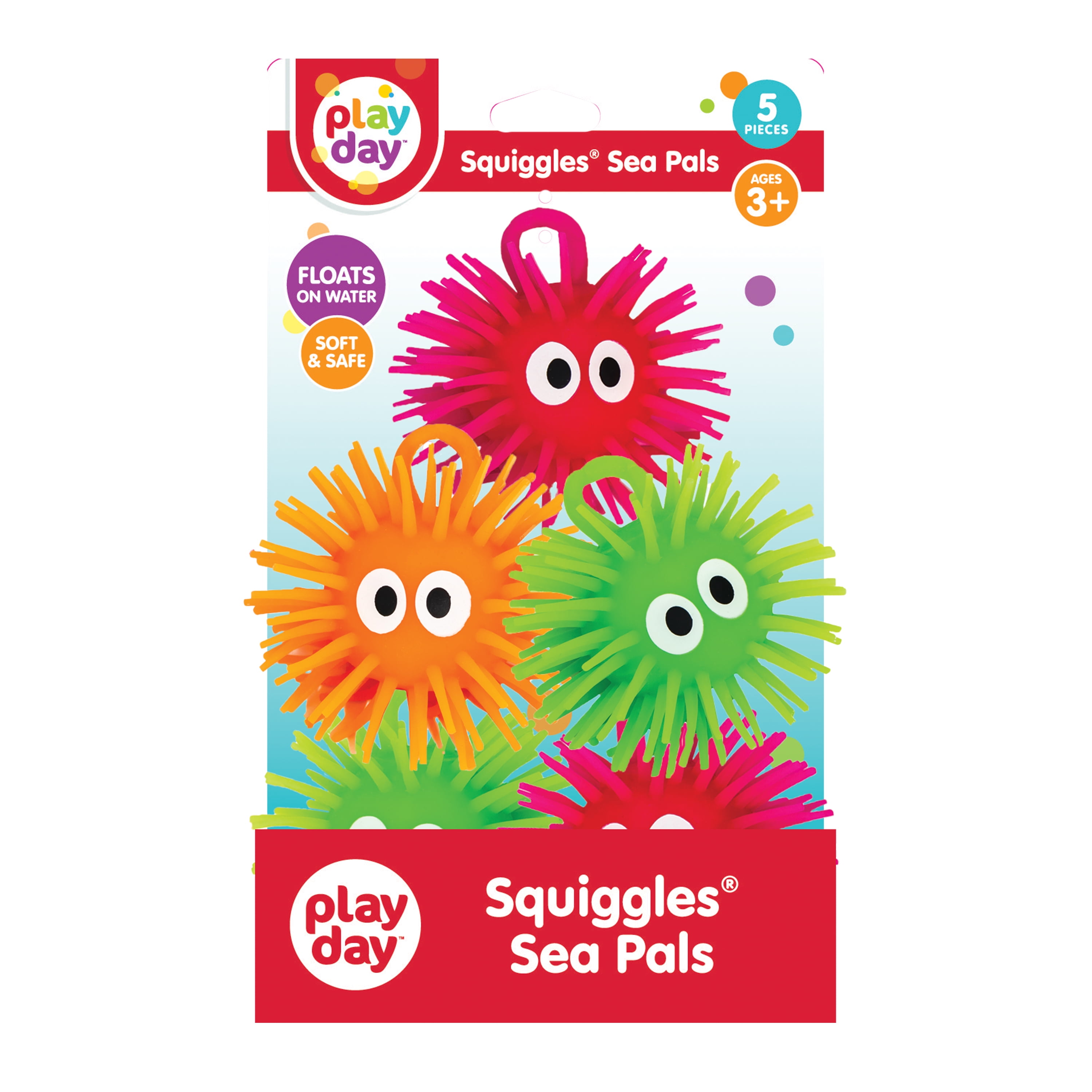 (3 pack) Play Day Squiggles Sea Pals Pool Toy for Children, 5 Pieces, Multi-color