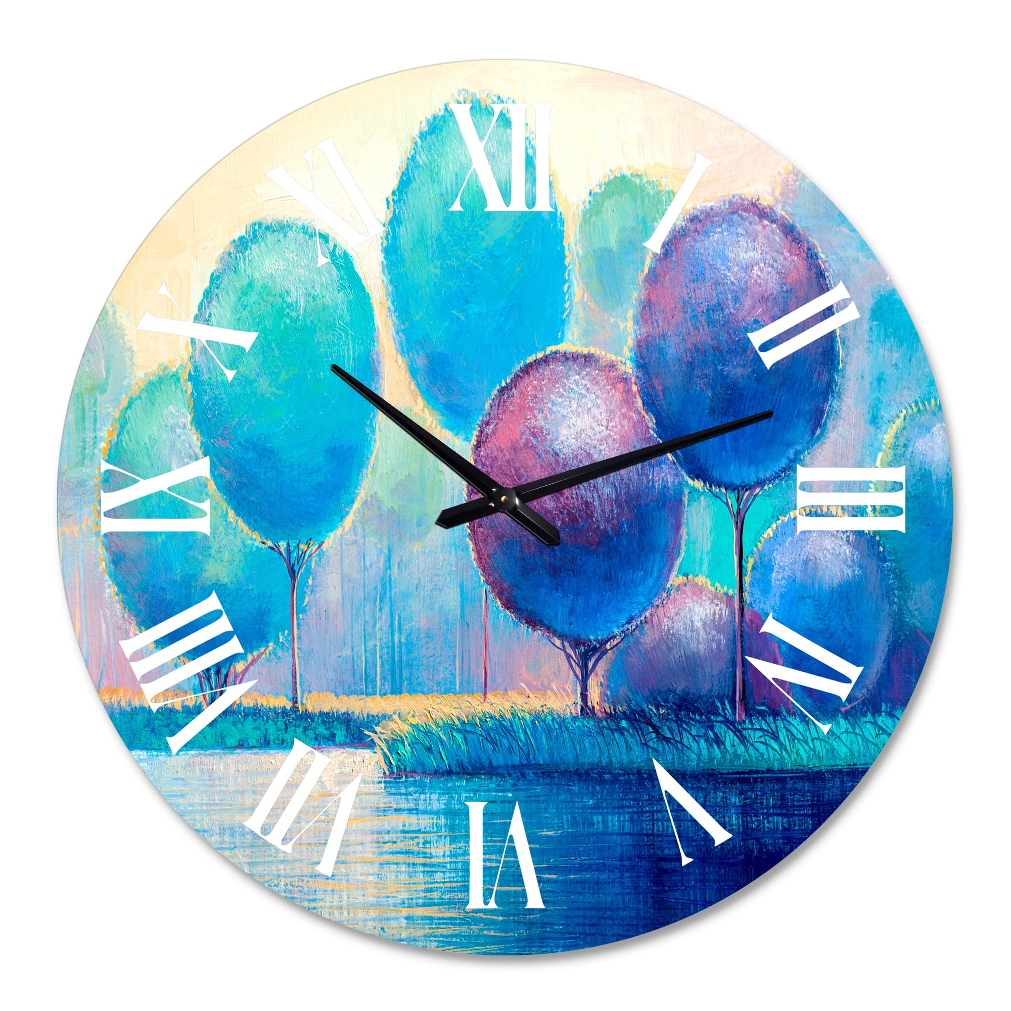 Designart 'Colourful Ornamental Trees V' Modern Wall Clock