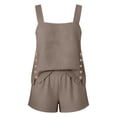 thumbnail image 4 of Cagogo Women Plus Size Square Neck Sleeveless Tank Top Shorts Set Casual Beach Vacation Outfits Loose 2 Piece Matching Lounge Sets Tracksuits Summer Cruise Travel Clothes, Brown 2XL, 4 of 7