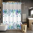 thumbnail image 5 of Colorful Leaf No Hooks Shower Curtain with Snap-in Liner Pastoral Plant Green Leaf Watercolor Shower Curtains for Bathroom, Waterproof, Easy Install, Washable 72"x96", 5 of 9