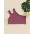 thumbnail image 2 of Suealasg Kids Baby Girls Ribbed Tank Crop Tops Toddler Girls Solid Color One Shoulder Sleeveless Cami Vest Summer Clothing 1-5 Years, 2 of 9
