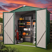 6 x 4 Outdoor Storage Shed with Lockable Door, Aiho Metal Garden Shed, House Storage Sheds Outdoor for Backyard, Garden & Patio Organization - Green