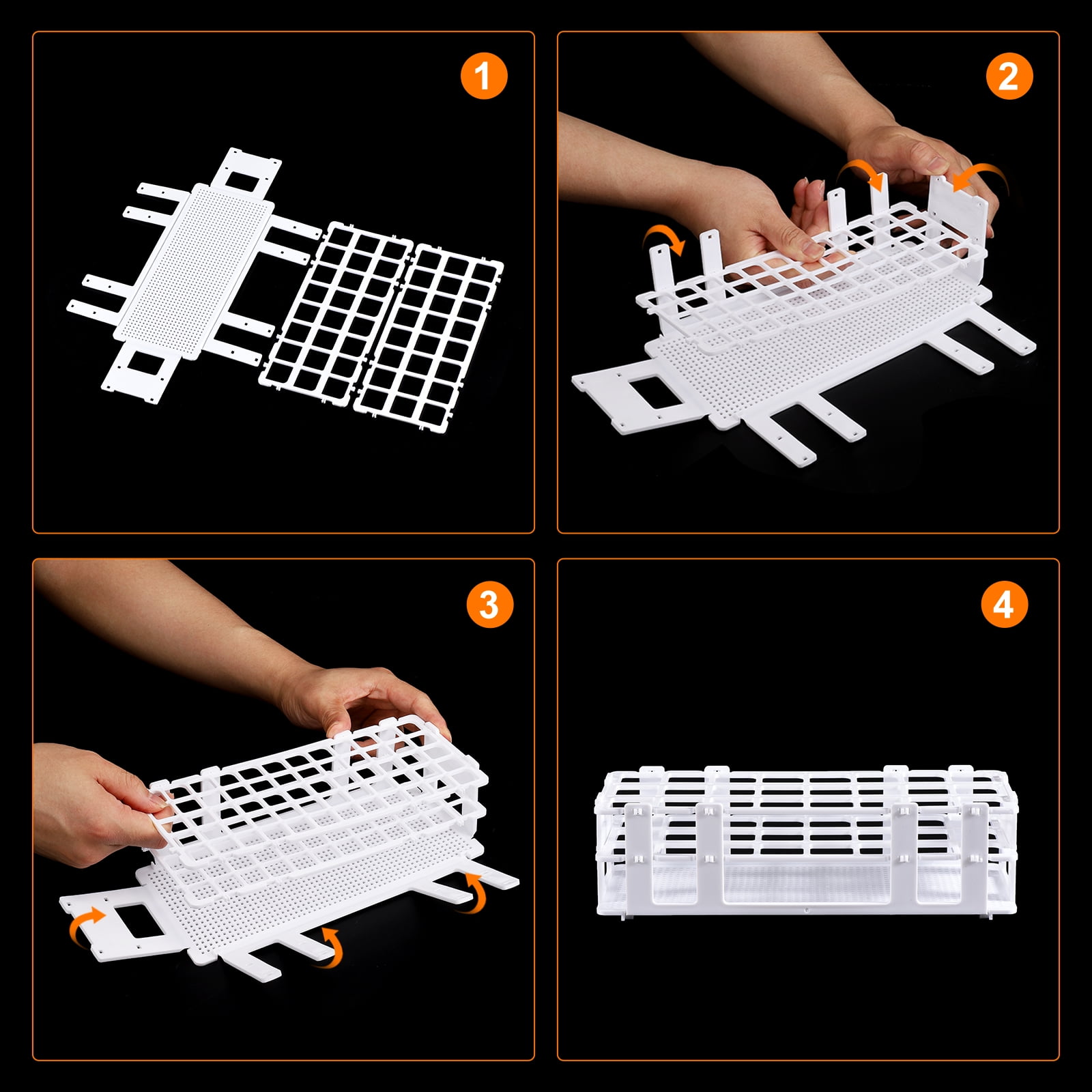 Uxcell Plastic Test Tube Rack Holder 24 Holes 3 Layers Detachable Holder White for 25mm Test Tubes, Pack of 5