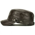 thumbnail image 5 of Men's Flat Cap Fashion Warm Ear Protectors Genuine Leather Hat Adjustable Size Brands Cowhide Mi-litary Hats Winter ,Fashion, 5 of 6