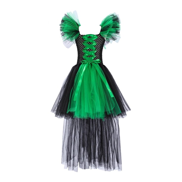 Vestido sin mangas con cuello redondo hasta la rodilla para niños de Europa y Estados Unidos, vestido de princesa de malla, ropa de juego de rol de payaso de Halloween, ropa de actuación para fiestas