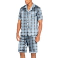 thumbnail image 2 of Ekouaer Men Satin Silk Pajamas Set with Pockets Sleepwear Shorts Satin Summer Loungewear 2 Piece Button Down Set, 2 of 6