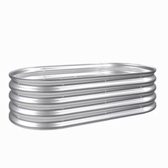 OOINQQ 1 pack Galvanized Raised Garden Bed Kit, Oval Metal Garden Beds Outdoor Planter Box for Vegetables Flowers Fruits (48 x 24 x 12 inch)
