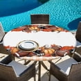 thumbnail image 6 of Fall Football Pumpkin Round Tablecloth, Fitted Table Cover with Elastic for 36"-44" Round Tables, Thanksgiving Maple Orange Check Autumn Table Cloth Outdoor Dinning Party Waterproof Tablecloths, 6 of 7