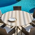 thumbnail image 6 of Round Table Cover 36-44 Inch Brown Gray Striped Waterproof Reusable Table Cloth Round Fitted Vinyl Tablecloth with Elastic Edged for Parties Outdoors, Modern Boho Stripes Minimalist, 6 of 9