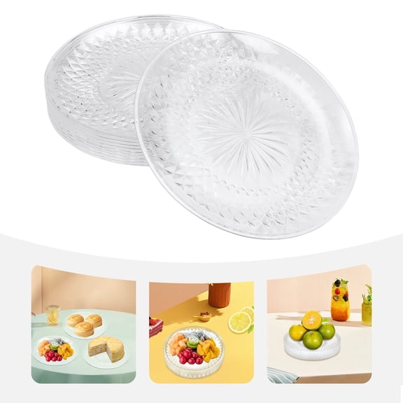 10 PCS Plastic Serving Plates, Clear Plastic Tray, Dessert Plates, Serving Platters, Flat Bottom