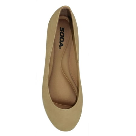 kreme Soda Women Shoes Ballet Flat Comfortable Gel Insole Round Toe Natural Nude Beige
