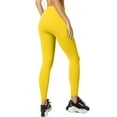 thumbnail image 4 of vigerkar Women's High Waist Leggings Soft 1” Waistband Solid color Yoga Pants - Regular Yellow, L, 4 of 9