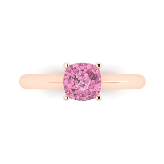 Solitaire Engagement Ring for Women - 1ct Simulated Pink Diamond in 18K Rose Gold Promise Ring