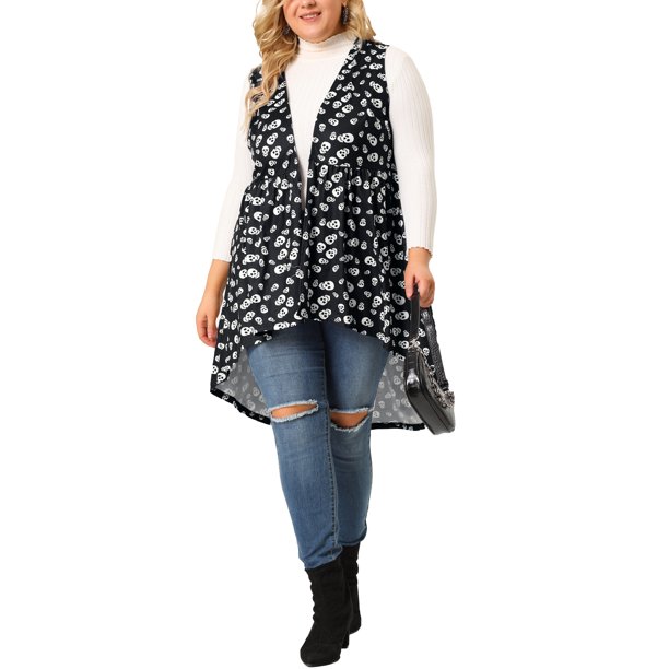 Plus size black sleeveless on sale cardigan