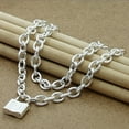 thumbnail image 4 of GKNET Modern Sophistication 925 Sterling Silver Square Lock Pendant Necklaces Chain-default, 4 of 4