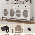 thumbnail image 6 of 62'' Buffet Cabinet with Storage,Large Sideboard Cabinet,Coffee Bar Cabinets with 3 Drawers and 4 Fluted Glass Doors for Home,Kitchen,Dining Room, 6 of 7