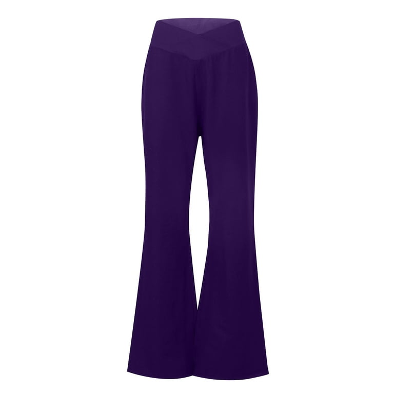 Mlqidk Womens Bootcut Yoga Pants Leggings High Waisted Tummy Control Yoga  Flare Pants Dark Purple XL 